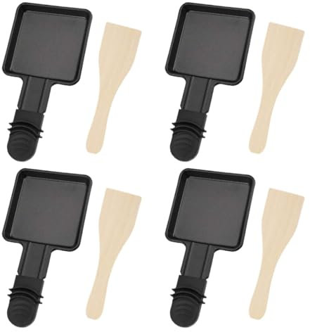 Juego de 4 sartenes para raclette, antiadherentes, para parrilla, para raclette, de repuesto, antiadherentes, con espátula, para la cocina en el restaurante