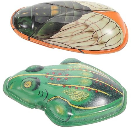 Hohopeti 1 Satz nostalgisches Frosch Spielzeugfiguren Dekorative Blechspielzeuge Mini Insekt Roboter lustiges Retro-Blechspielzeug Weißblech