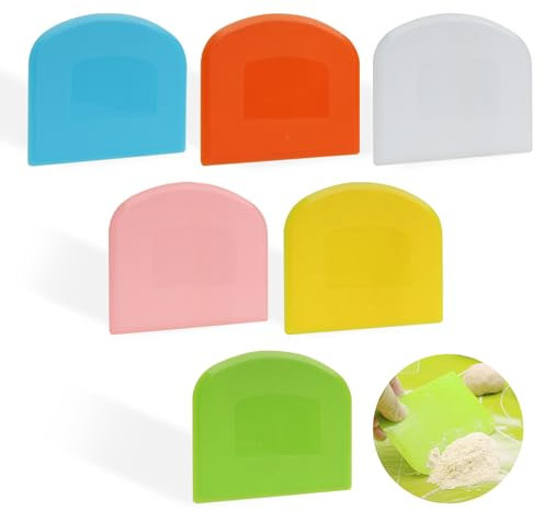 6 Pack Dough Scrapers - Plastic Dough Scrapers, Bench Scrapers, Pastry Scrapers, Food Scrapers, Pizza Dough Cutter, Bread Scraper, Kitchen Scrapers for Baking Food Preparation