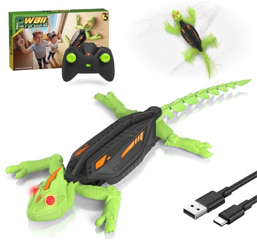 Snookids Gecko Radiocommandé Grimpeur, Lezard Télécommandé Robot Jouet Qui Escalade Murs et Plafonds, Avec Yeux LED Lumineux, Mouvements Réalistes, Cadeau Enfant pour Garçons et Filles 3 4 5 6 7 8 Ans