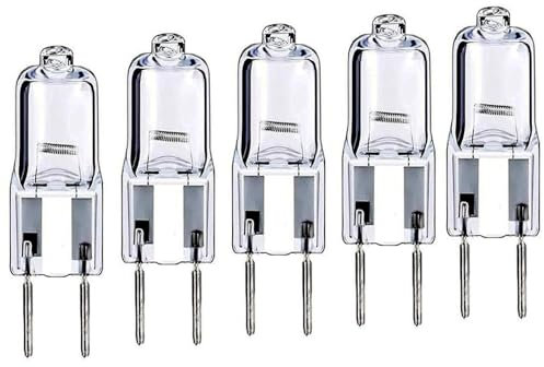 OakGlow G6.35/GY6.35 Bombillas halógenas 12V 10W-100W (10W 20W 35W 50W 75W 100W) Bombillas Blancas Cálidas Regulables 2800K Bi-Pin Pack de 5 12V-10W