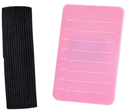 Sharplace Wimpernverlängerungshalter Handpalette mit Verstellbarem Armband Tragbarer Wimpernhalter Palette mit Millimeterskala aus Robustem Acryl für, Rosenrot, 8 bis 15 Mm