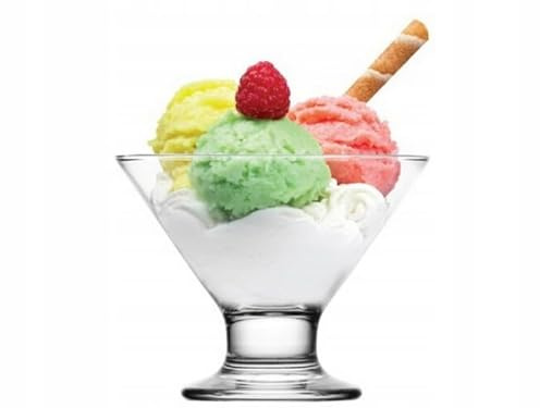 Glasmark KROSNO 1992 Juego de 6 Copas de Helado y Postres con Pie 180ml - Cuencos de Cristal para Ensalada de Frutas y Pudding - Aptas para Lavavajillas - Diseño Elegante y Transparente