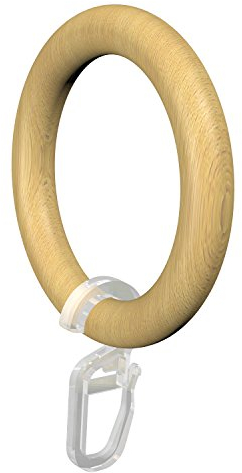 Flairdeco Gardinenringe/Ringe mit Faltenhaken, Holz, Buche lackiert, 57/41 mm, 20 Stück