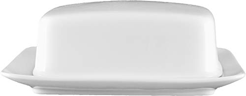 Seltmann 001.458043 Compact Porzellan Butterdose mit Deckel, Eckig, Weiß, 1/2 Pfd
