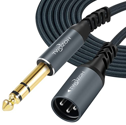 Twozoh Klinke 6,35 mm auf XLR Stecker 3 poliges Audio kabel 3M, Geflochtenes XLR-Stecker auf 1/4 TRS Stereo Gitarren kabel (Professional/HiFi)