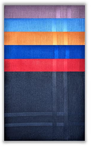 Style Square Men's Handkerchiefs, 100% Pure Soft Cotton Handkerchief, Pattern Coloured Pocket Square Hankies, Great Gift, 43 x 43 cm