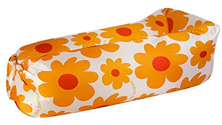 Surwin Wasserdichtes Aufblasbares Sofa,Tragbares Luft Sofa Aufblasbare, Air Lounger, Luftsofa Luftsack Für Outdoor, Strand, Reisen, Party, Camping Gadgets (Gelbe Blumen,70x185cm)