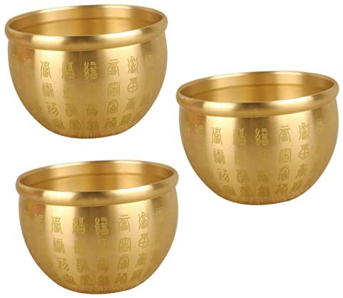 Cabilock 3piezas Tazón Decorativo De Fortuna De Cobre Para Oficina y Hogar Adorno Feng Shui De Jarrón De Abundancia Diseño Artístico Para Prosperidad y Suerte