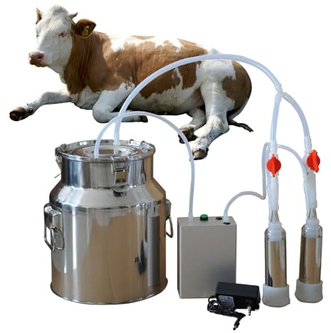 14L Electric Milking Machine, Witriolik Cow Milking Machine, Farms Goat Sheep Cow Hand Vacuum Pump with Stainless Steel Milk Bucket, Milking Kit Automatic Stop Equipment for Sheep Livestock Home Farm