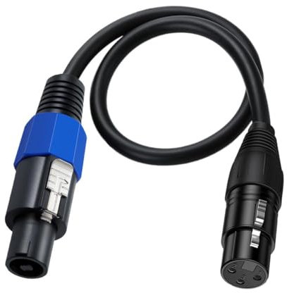 Halokny Speakon to XLR Speaker Cable, 3 Pin Female to Male Audio Adapter for DJ/PA Speaker Cord With Twist Lock (50cm/1.6Feet)