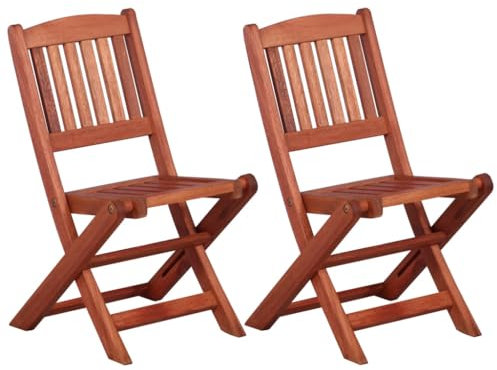 BUKSCYJS Outdoor-Möbel，Terrassenstühle für den Außenbereich，Atmungsaktive Gartenmöbel,Gartenstühle für Kinder 2 STK. Eukalyptusholz Massiv,Outdoor Möbel Set für Rasen, Garten, Veranda, Pool, Strand