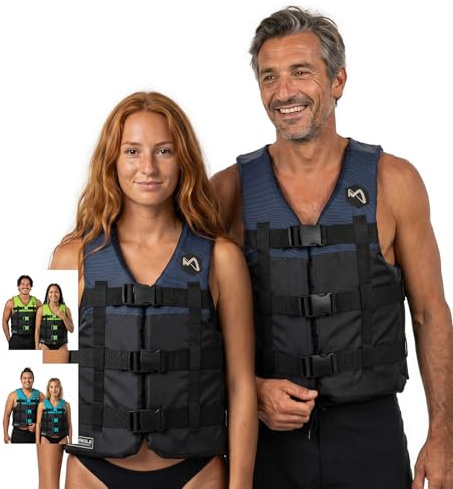 MESLE Schwimmweste H210, 2XS-4XL, Schwimmhilfe für Erwachsene & Kinder, Leichte 50N Auftriebsweste Herren & Damen, Prallschutzweste für Jetski, SUP, Wasserski, Kajak, Wakeboard