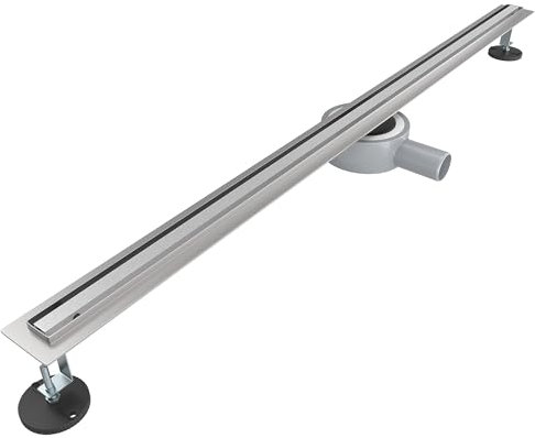 SONNI Edelstahl Duschrinne 100cm, Komplettset Ablauf 360° Drehbar, Schlank Schmal 15mm Platte, mit Geruchsstop, Haarsieb - Randablauf