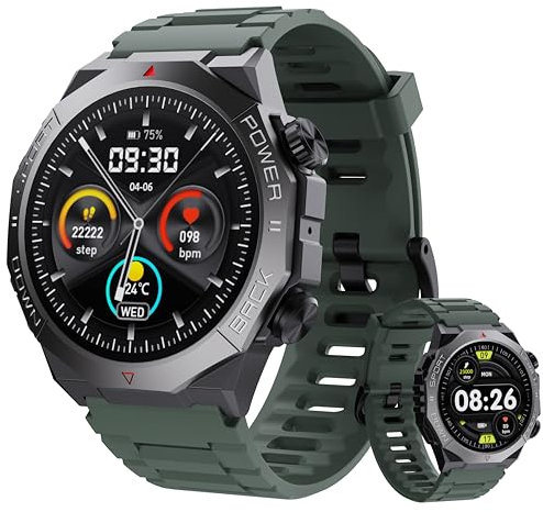 Smart Watch for Men Women Answer/Make Calls, 1.39 Touch Screen Fitness Watch with Heart Rate, Sleep Monitor, 110+ Sports Modes, IP68 Waterproof Step Counter Smartwatch for iOS Android, Dark Green