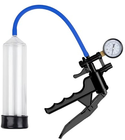 Penis Pumpe Manuelle Penispumpe mit Handgriffen Vakuum Penies Pump mit Manometer Penis Pump mit Zifferblättern zur Transparenten Visualisierung Geräte zur Penisvergrößerung Sex Toyset für Man (B)