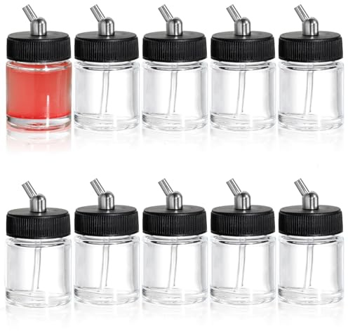 Langlengtec Glass Airbrush Paint Storage Jars & Bottles – Transparent, läckagesäker behållare för färger, lösningsmedel och konsttillbehör