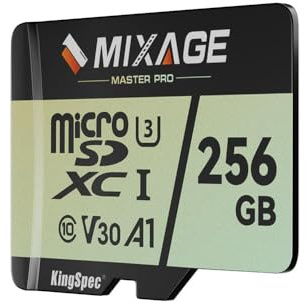 MIXAGE Carte MicroSDXC 256Go UHS-I U3/V30/C10/A1-100Mo/s Lecture, 65Mo/s Écriture, 4K UHD - Compatible Smartphones, Consoles Gaming, Caméra Sport & Sécurité