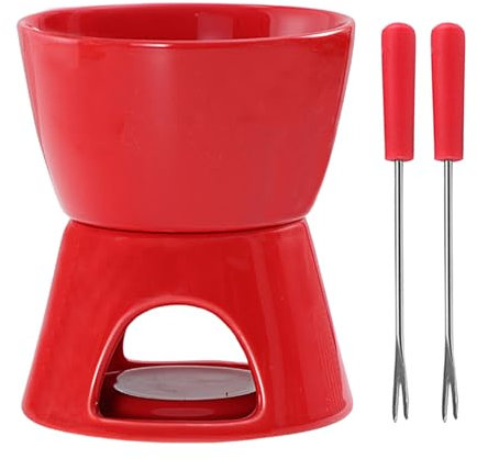 Pentola Fonduta Set per Cioccolato - Grande Pentola di Fusione in Ceramica per Burro E Dolci | Coppa Resistente al Calore per Feste, Picnic, Snack sulla Spiaggia, Fonduta di Dessert, tè Pomeridiano E