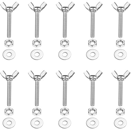 PATIKIL M6-1 x 35 mm Wing Butterfly Screw, 10 Pcs 304 Stainless Steel Wing Nuts and Bolts Machine Fastener Thumb Hand Screws for Electronic Equipment DIY Tools, Silver