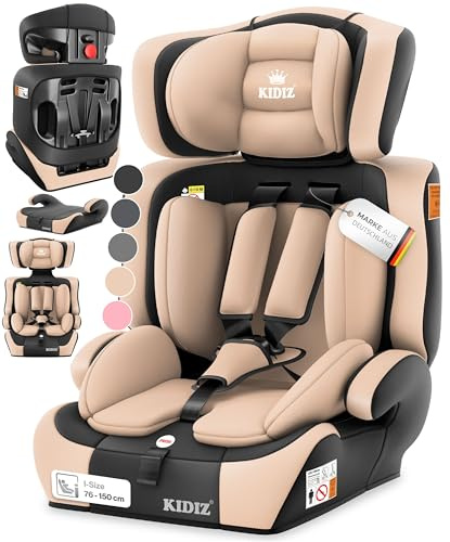 KIDIZ Seggiolino auto per bambini, gruppo 1+2+3, 9-36 kg, cintura di sicurezza a 5 punti, seggiolino auto, seggiolino auto, poggiatesta regolabile