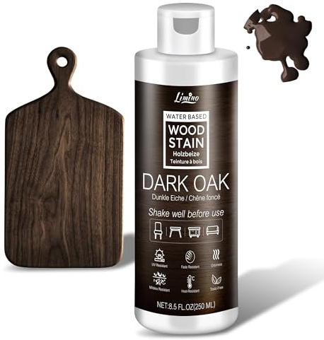 Water Based Wood Stain - Dark Oak | Wood Varnish for Indoor ＆ Outdoor Furniture, Wardrobe, Cabinets, Doors, Low Odor ＆ Non-Toxic, Fast Drying, Multiple Classical Finishes - 8.5fl.oz / 250ml