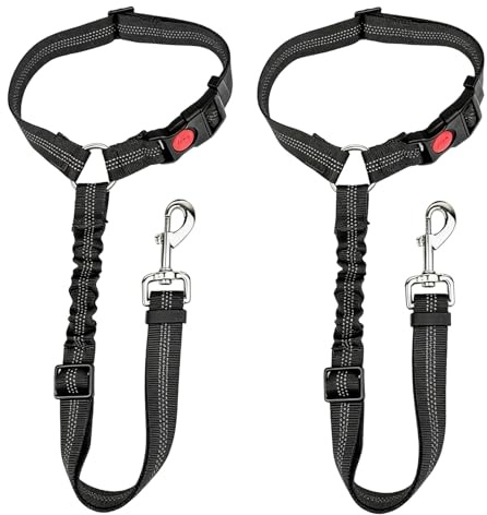 2 Pcs Réglable Ceinture Securite Chien Voiture,Réglable Ceinture De Securite Chien avec Bande Réfléchissante,Coussin Élastique Anti-Vibration Ceinture Sécurité Convient Aux Voitures