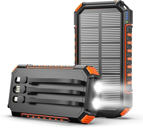 Batterie Externe Solaire 20000mAh - Chargeur Rapide 15W Chargeur Portable