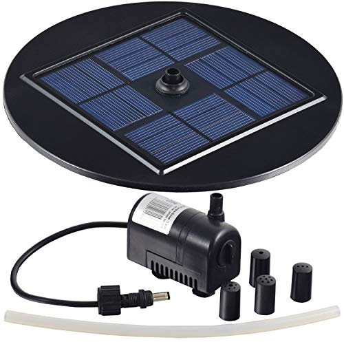 Agora-Tec® AT-1,5W Solar Teichpumpe 1,5 Watt Hmax.: 155l/h Fontainenhöhe: 0,50m für Gartenteich oder Springbrunnen