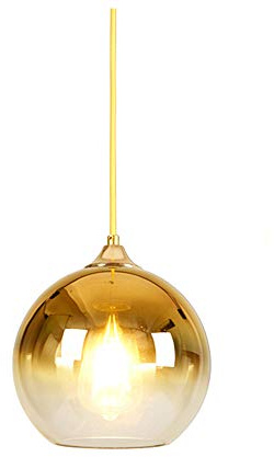 MZStech Spherical Gradient Color Glass Pendant Light Modern Glass Globe Lamp Chandelier Hanging Light (Gold, 30cm)
