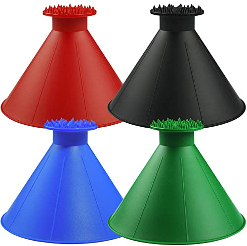 CLESDF FFNIU730 Magische Eiskratzer für Auto-Windschutzscheibe, 2 Stück, runder Eiskratzer mit Trichter, professionelle Schneeräumungsschaufel für Auto, 4 Farben