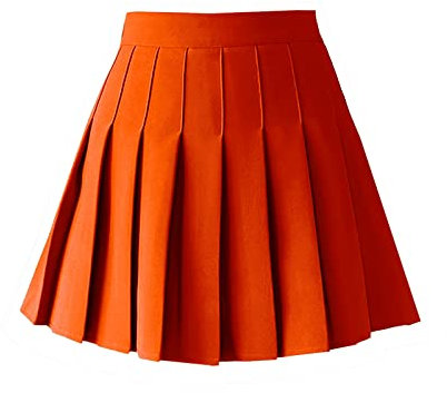ZHANCHTONG Women's High Waist A-Line Pleated Mini Skirt Short Tennis Skirt (Orange, XL)