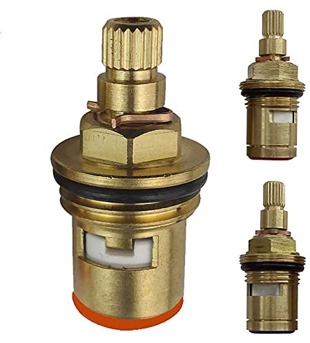 Ricambio Rubinetto Acqua Cartuccia Valvola Nucleo Rubinetto In Rame Ghiandola Disco Ceramica Ottone Accessori Bagno Quarto di Giro 20 Denti 1/2 Rotazione in senso antiorario Filettatura singola 17mm