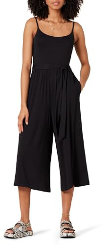 Amazon Essentials Tuta Corta a Canottiera a Gamba Larga in Jersey Donna, Nero, M