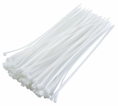 PARENCE.- Set mit 100 Kunststoff-Kabelbindern - 100 Stück, Klemmen, Kabelbinder, Rislan - 100x2,5mm, weiß