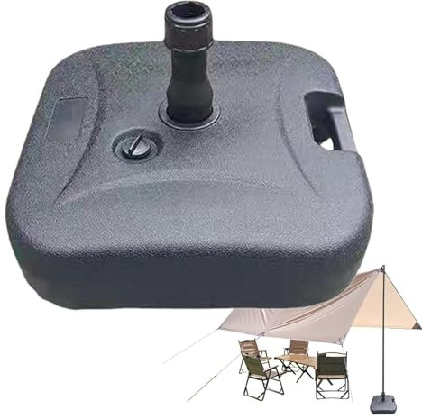 Holdes Terrassskärmställ, parasollstativ, 17,72 x 17,72 x 4,72 tum påfyllningsbart bord solparaplyhållare för 2–4 cm rör, trädgårdstillbehör för utflykter, camping, simfest