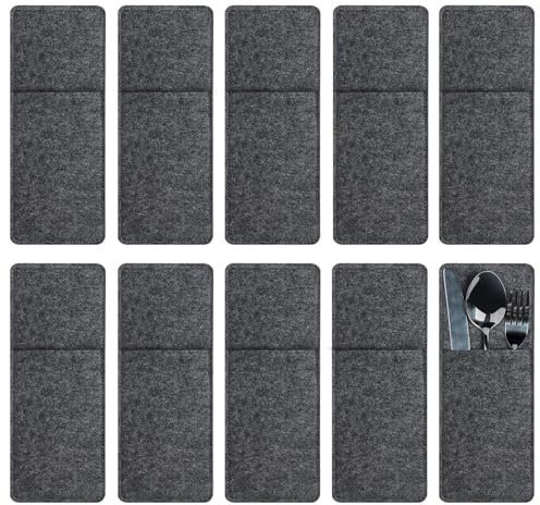 SLAXJNE 10 Stück Besteck-Aufbewahrungstasche, Filz-Bestecktasche, Camping-Bestecktasche, Reisebestecktasche, Tragbare Bestecktasche, Besteckzubehör