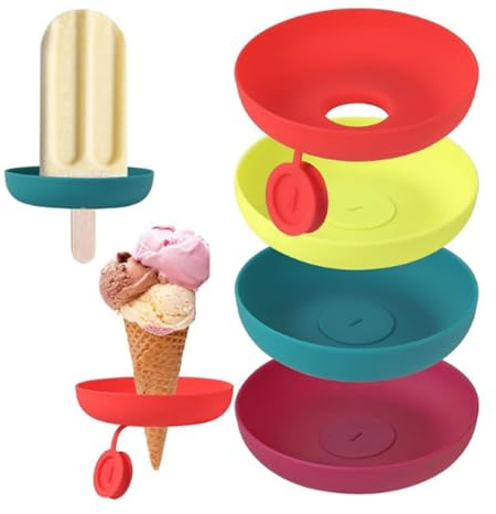 Hummcqit 4PCS Ice Cream Stand Silicone Popsicle Stand Leakproof Ice Cream Stand Ice Lolly Holder Drip Catcher Ice Cream Pop Holder for Pool Party Home Gadget (4pcs)