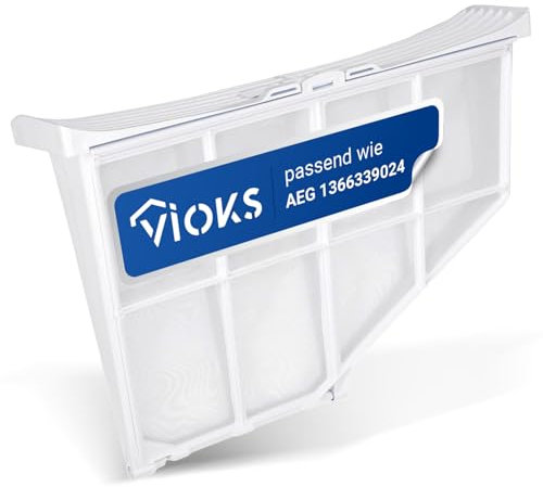 VIOKS Filtre à peluches de rechange pour sèche-linge AEG Elеctrolux Zanussi 136633902/4 1366339024 - Filtre à peluches - Blanc rabattable pour porte dans le sèche-linge