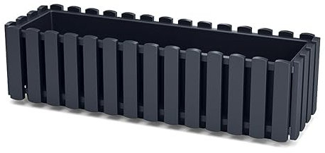 Window Box Flower Pot Planter 2 Sizes 4 Colours Rustic Slat Farm House Design Rectangle Garden Patio Decoration Pot (Anthracite, Large - 58cm)