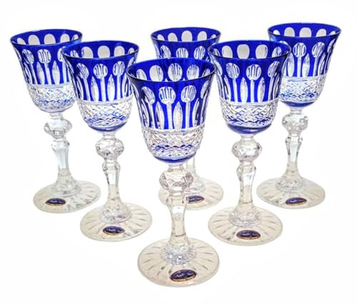 Marika Lot de 6 verres à liqueur en cristal exclusifs 60 ml – Verres faits à la main et gravés pour liqueurs et sherry – Lot de 6 verres élégants – Verre en cristal de qualité supérieure avec design