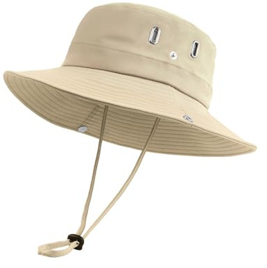 Zylioo L/XL/2XL Chapeaux de soleil pour homme pour grandes têtes, grande protection solaire UPF50+ Safari Boonie Chapeau de randonnée à large bord, beige, XXL