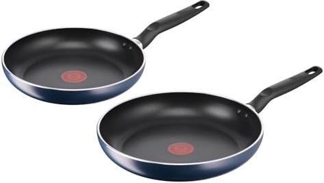 Lagostina Mirtillo, Set di 2 Padelle 24 e 28 cm con rivestimento in Titanio Antiaderente per Tutti i Piani Cottura, Tecnologia Thermo-Signal, Cottura Uniforme