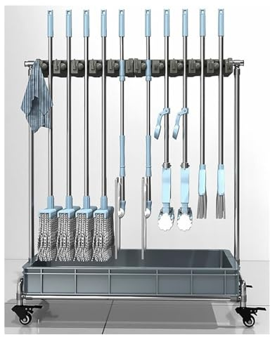 SnamicE Torre Porta Attrezzi da Giardino con Ruote per organizzare e riporre Il Garage, per Attrezzi con Manico Lungo/rastrelli/Scope, 20 Ganci - 100x110x42 cm,20hooks-100x110x42cm