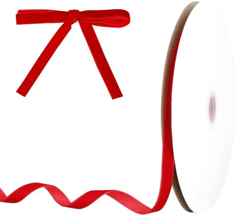Cinta Terciopelo, 1cm X 22m Cinta Terciopelo Rojo Para Regalos Y Lazos | Ideal Para Manualidades, Navidad, San Valentín Y Decoración（Rojo）