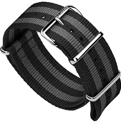 ZULUDIVER Bracelet de montre pour homme Classic Bond, boucle polie, 19 mm