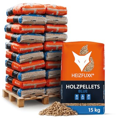Holzpellets Blue Palette 300 kg (20 x 15 kg) - 6mm Weichholz Pellets mit hohem Heizwert & geringem Ascheanteil - Premium Heizpellets als Sackware für Feuerrohr, Kamin, Ofen oder Grill