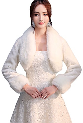 Insun Donna Scialle Morbido Coprispalle Nuziale Stile Bolerino con Sposa in Pelliccia Ecologica avorio 3