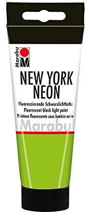 Marabu 12660050365 - New York Neon, Neonfarbe neon grün 100 ml,schwarzlichttauglich, auf Wasserbasis, lichtecht, wetterfest, schnell trocknend, zum Pinseln und Tupfen auf saugenden Untergründen