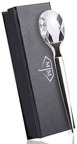 MJM Store Eleganter Brieföffner aus Metall mit Geschenkbox - Schöner Briefausstecher mit Diamantgriff - Stilvoller Umschlagöffner - Echter Kristallgriff - Griff ohne scharfe Kanten - Ein tolles